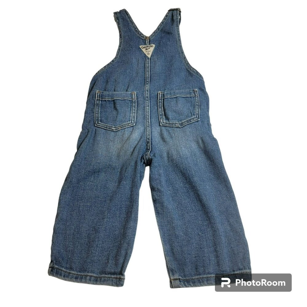 OshKosh B'Gosh Overalls, Toddler 3T, Denim Blue, Snap Button, Classic, GUC - Picture 2 of 13